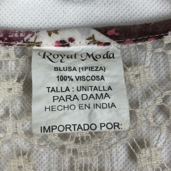 Royal Moda Womens Top XL Y2K Boho Patchwork Lace Fairy Boho Cottagecore Flawed - Picture 9 of 10